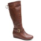 Kisses By 2 Lips Too Too Shake Women's Knee-high Wedge Boots, Girl's, Size: 6 Wc, Brown