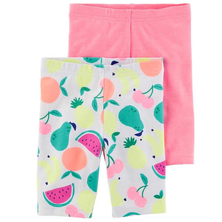 Girls 4-8 Carter's 2-pack Fruit & Solid Bike Shorts, Size: 7, Multi