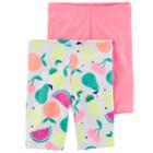 Girls 4-8 Carter's 2-pack Fruit & Solid Bike Shorts, Size: 7, Multi