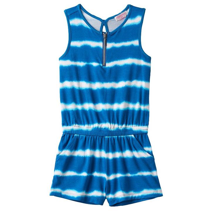 Girls 4-6x Design 365 Tie-dye Striped Romper, Girl's, Size: 5, Blue Other