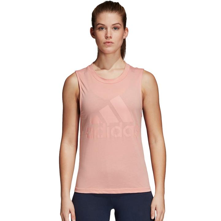 Women's Adidas Essential Solid Graphic Tank, Size: Medium, Dark Pink