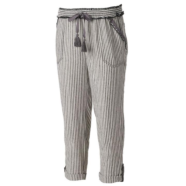 Juniors' Rewind Ruffle Linen-blend Jogger Pants, Girl's, Size: Large, Oxford