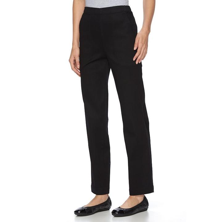 Petite Croft & Barrow&reg; Sateen Tapered Pull-on Pants, Women's, Size: 4p-short, Black