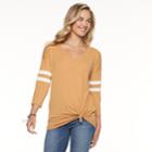 Juniors' So&reg; Varsity Striped Knot Front Tunic, Teens, Size: Xs, Drk Orange