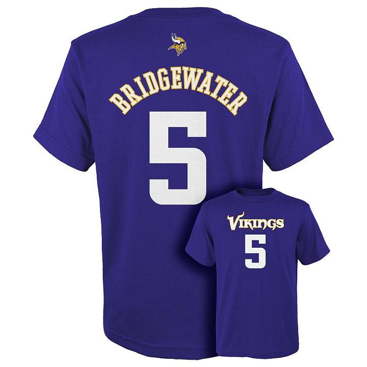 Boys 8-20 Minnesota Vikings Teddy Bridgewater Tee, Boy's, Size: L(14/16), Purple