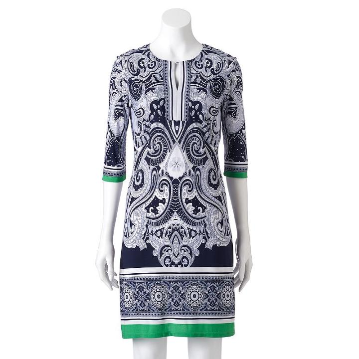 Women's Studio One Paisley Shift Dress, Size: 10, Blue