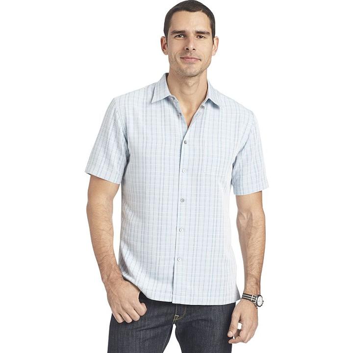 Big & Tall Van Heusen Classic-fit Grid Button-down Shirt, Men's, Size: Xl Tall, Turquoise/blue (turq/aqua)