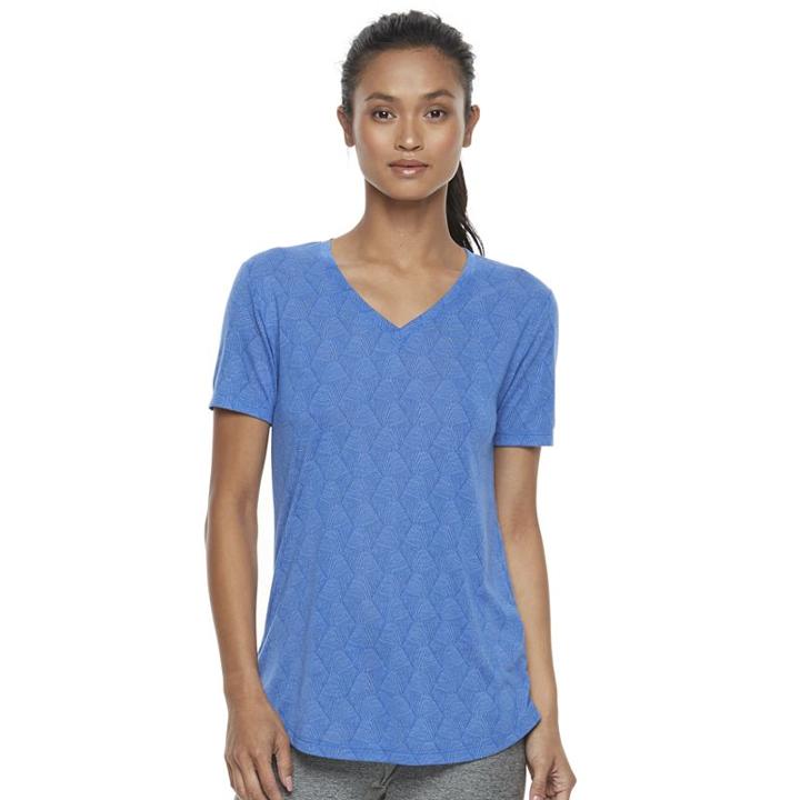 Women's Tek Gear&reg; Easy Burnout V-neck Yoga Tee, Size: Xs, Blue (navy)