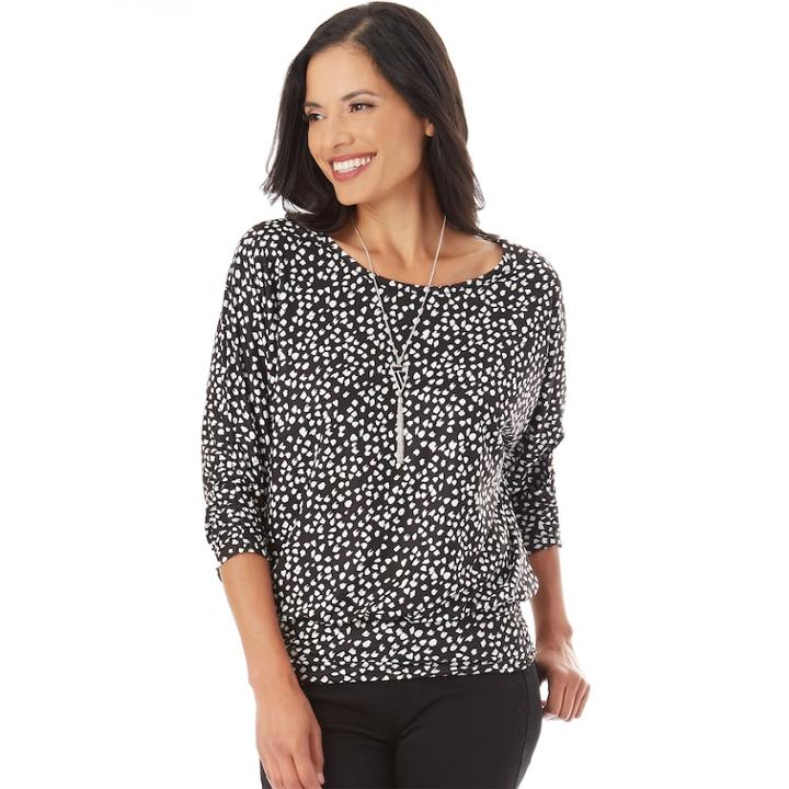 Women's Apt. 9&reg; Banded Bottom Top, Size: Small, Black White