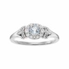 Lc Lauren Conrad 10k White Gold Blue Topaz & 1/8 Carat T.w. Diamond Flower Ring, Women's, Size: 6