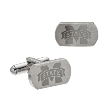 Fiora Stainless Steel Mississippi State Bulldogs Cuff Links, Men's, Grey