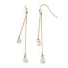 Lc Lauren Conrad Cubic Zirconia & Simulated Pearl Nickel Free Linear Earrings, Women's, White