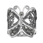Silver Luxuries Marcasite & Crystal Butterfly Ring, Women's, Size: 7, Grey