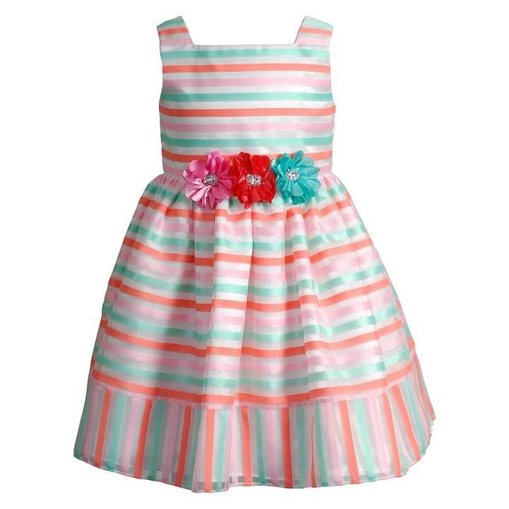 Girls 4-6x Youngland Striped Organza Dress, Girl's, Size: 6x, Pink