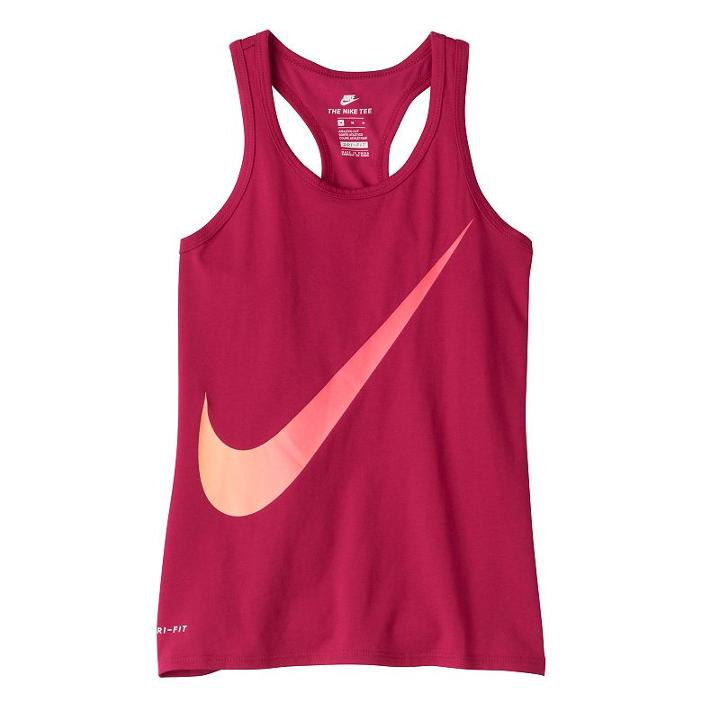 Girls 7-16 Nike Dri-fit Ombre Swoosh Graphic Racerback Tank Top, Girl's, Size: Small, Dark Red