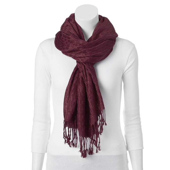 Apt. 9&reg; Basketweave Fringed Scarf, Women's, Dark Grey