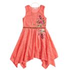 Girls 7-16 Knitworks Lace Sharkbite Belted Dress & Necklace Set, Size: 7, Lt Orange