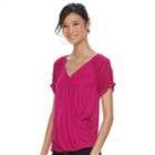 Women's Jennifer Lopez Crossover Ruched Tee, Size: Xs, Med Pink