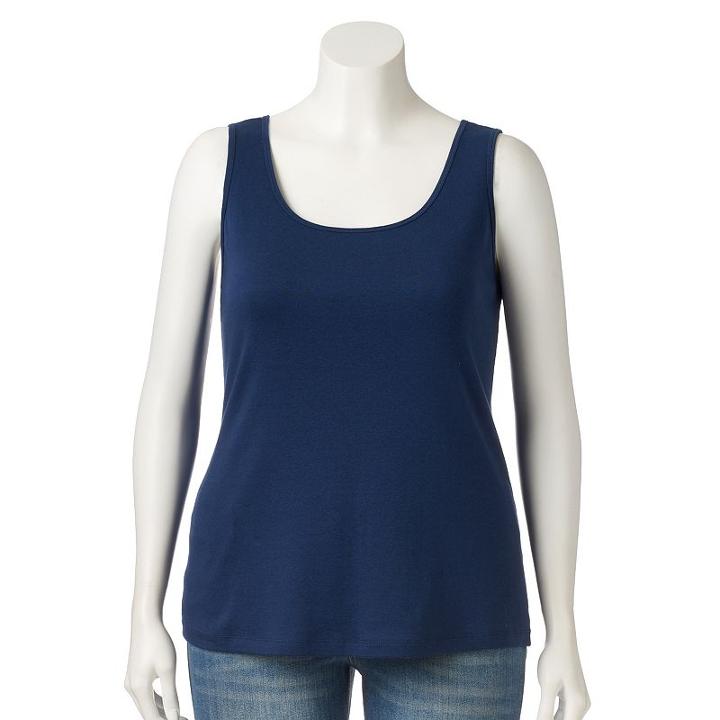 Plus Size Sonoma Goods For Life™ Layering Tank, Women's, Size: 2xl, Dark Blue