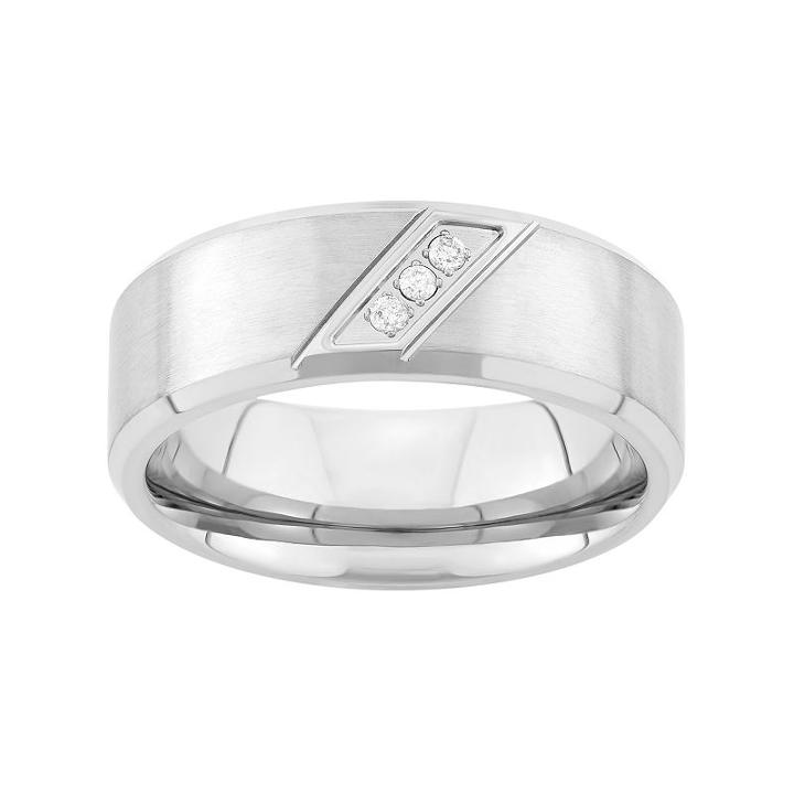 Diamond Accent Stainless Steel Wedding Band - Men, Size: 14, White