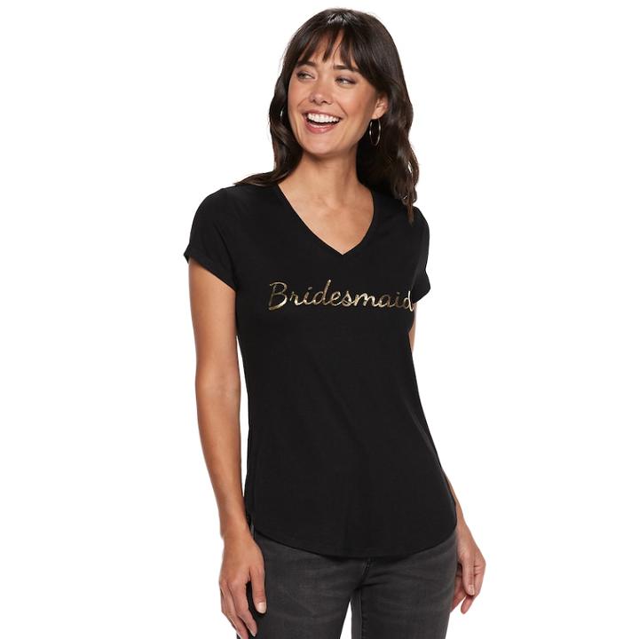Women's Apt. 9&reg; Bridal Graphic Tee, Size: Small, Black