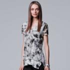 Women's Simply Vera Vera Wang Print Tiered Hem Tee, Size: Xs, Grey