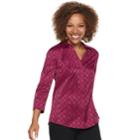 Women's Dana Buchman Jacquard Shirt, Size: Xl, Dark Red