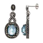 Le Vieux Glass & Marcasite Silver-plated Halo Drop Earrings, Women's, Turq/aqua