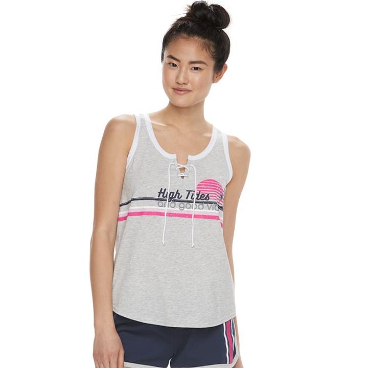 Juniors' So&reg; Beach Squad Lace-up Tank Top, Size: Xl, Light Grey