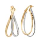 Forever 14k Two Tone Oval Hoop Earrings, Women's, Gold