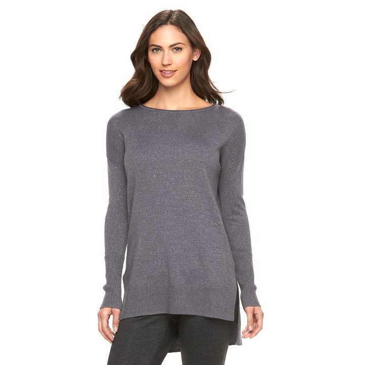 Women's Apt. 9&reg; Sparkle Ribbed Sweater Tunic, Size: Xl, Grey