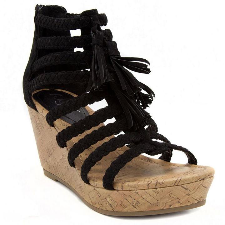 Sugar Jungles Women's Wedge Sandals, Girl's, Size: 6.5, Black