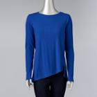 Women's Simply Vera Vera Wang Ribbed Asymmetrical Top, Size: Xs, Blue