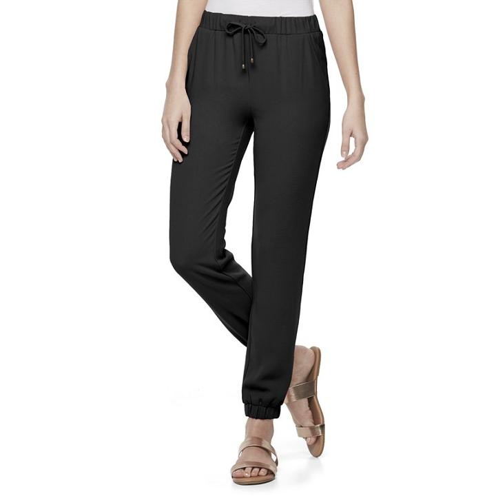 Juniors' Joe B Crepe Jogger Pants, Girl's, Size: Medium, Black
