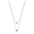 Lc Lauren Conrad Double Pave Heart Swag Necklace, Women's, Light Pink