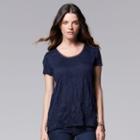 Women's Simply Vera Vera Wang Crinkle Tee, Size: Xs, Blue (navy)