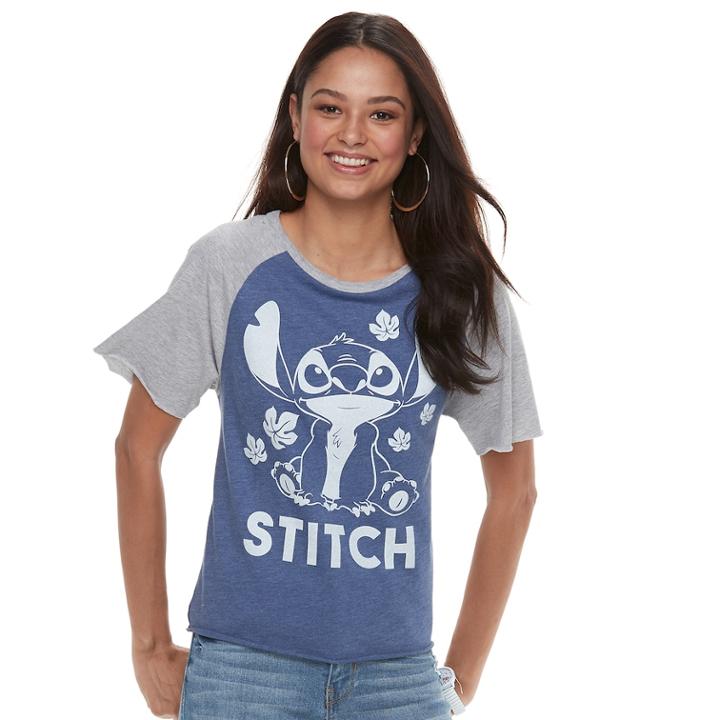 Disney's Lilo & Stitch Juniors' Raglan Crop Tee, Teens, Size: Xl, Med Blue