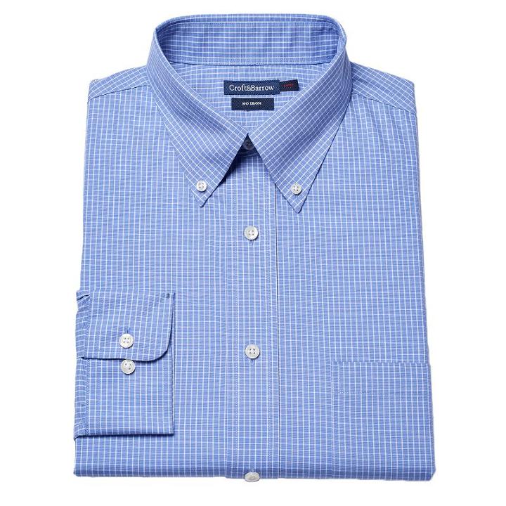 Croft & Barrow&reg; Fitted Grid No-iron Dress Shirt - Men, Size: 17 36/37, White