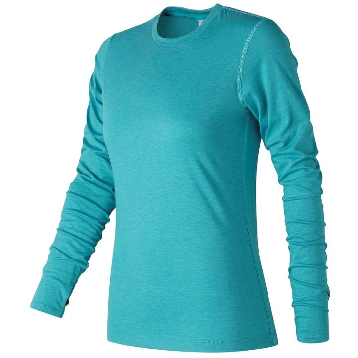 Women's New Balance Heather Tech Long Sleeves, Size: Large, Light Blue