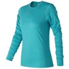 Women's New Balance Heather Tech Long Sleeves, Size: Large, Light Blue