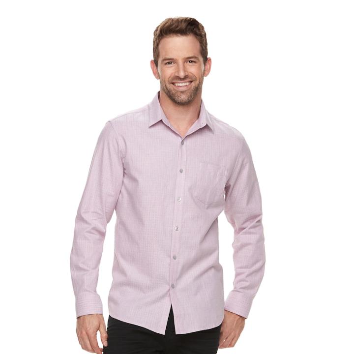 Men's Marc Anthony Slim-fit Stretch Woven Button-down Shirt, Size: Medium, Brt Pink