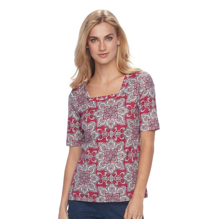 Women's Croft & Barrow&reg; Squareneck Tee, Size: Medium, Med Purple