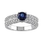 Blue Sapphire And 5/8 Carat T.w. Diamond 10k White Gold Ring, Women's