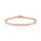 Cubic Zirconia 18k Rose Gold Over Silver Heart Bracelet, Women's, Size: 7, Pink