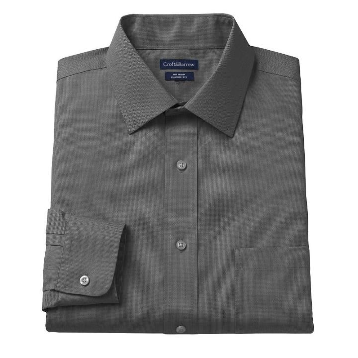 Big & Tall Croft & Barrow&reg; Spread-collar No-iron Dress Shirt, Men's, Size: 19 34/5t, Grey