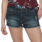 Juniors' So&reg; Low-rise Frayed Hem Shorts, Teens, Size: 3, Dark Blue