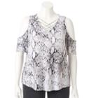 Plus Size Jennifer Lopez Crisscross Cold-shoulder Top, Women's, Size: 2xl, Grey Other