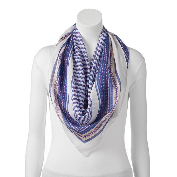 Dana Buchman Lisbon Geometric Square Scarf, Women's, Blue