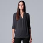 Women's Simply Vera Vera Wang Pintuck Crepe Blouse, Size: Xs, Grey