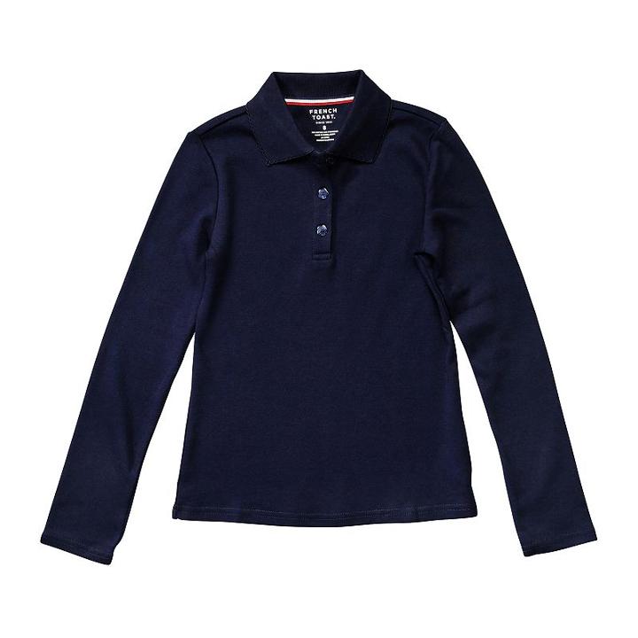 Girls 7-20 & Plus Size French Toast School Uniform Long-sleeved Polo Shirt, Girl's, Size: 7-8, Blue (navy)